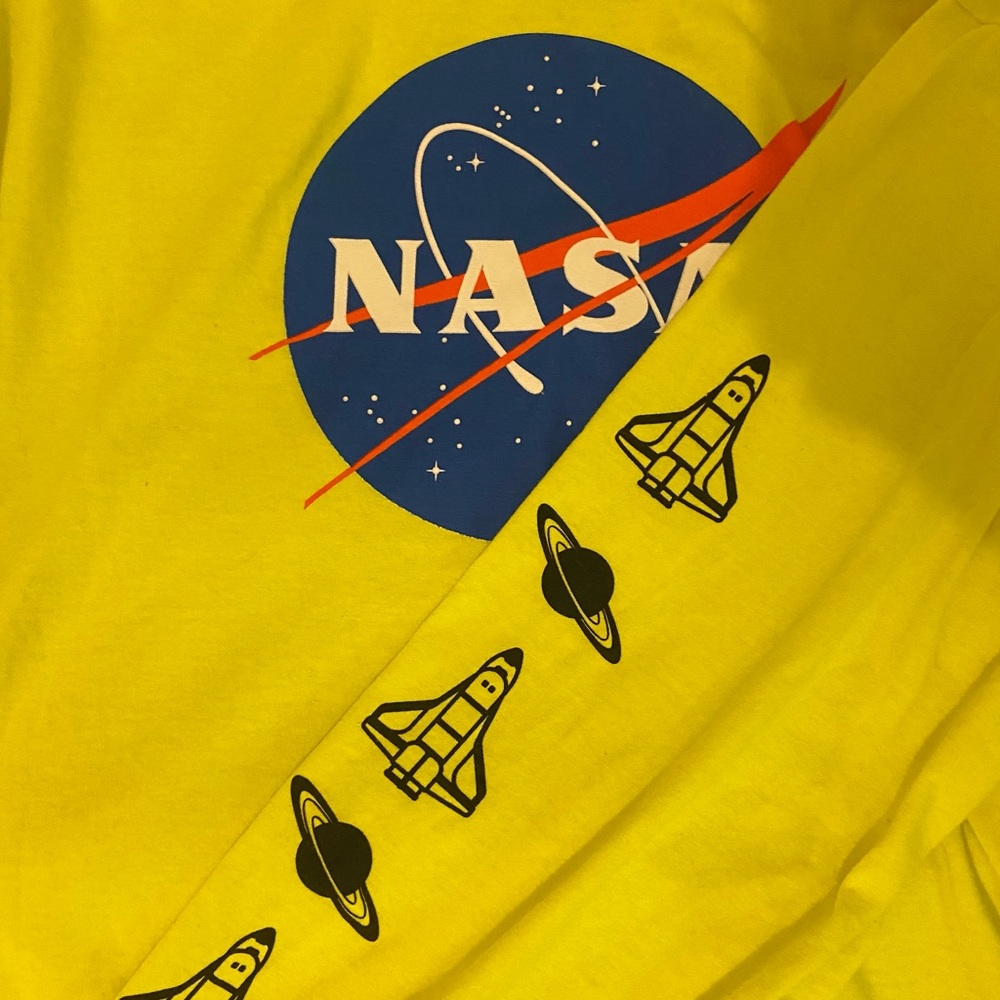 Neon yellow nasa long sleeve tee, 2XL